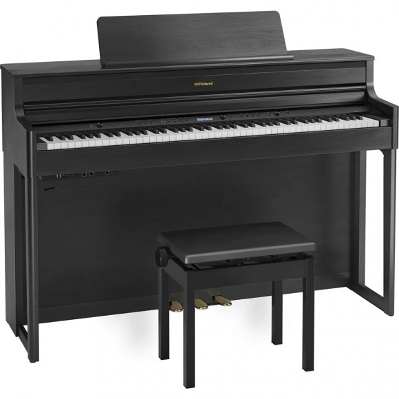 Piano Digital Roland HP704 Charcoal Black 88 teclas com Banco, Estante e Pedais